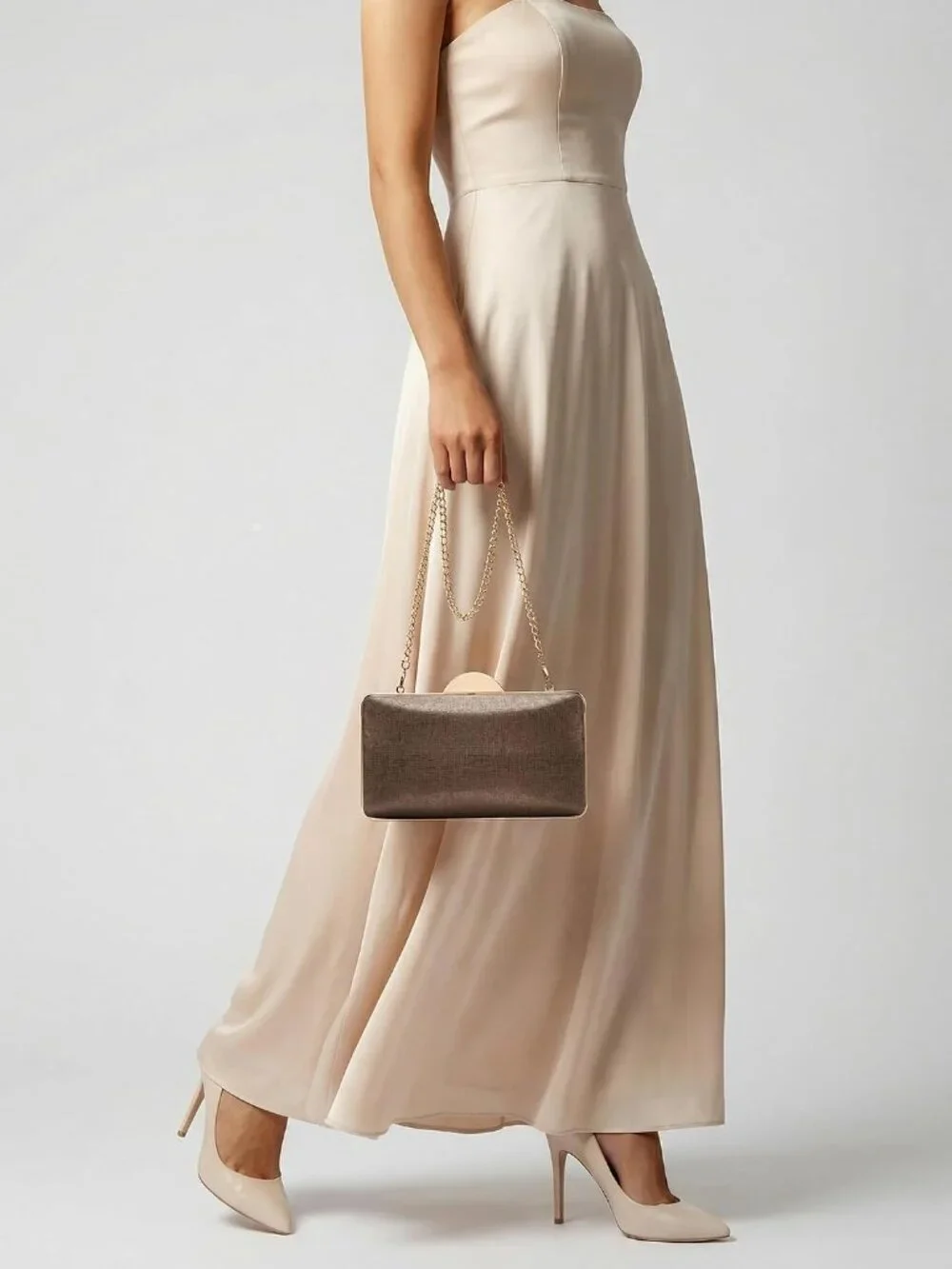 👜 Women's Chocolate Champagne Clutch Formal Elegance Evening Glitter Handbags